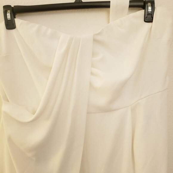 Eloquii White Strapless Drape Front Wide Leg Jumpsuit w/Belt, Straps Size 20 EUC - Picture 4 of 11